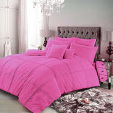8 Pcs Dyed Pleated Creamy Pink Bed Sheet Set With Quilt, Pillow And Cushions Covers